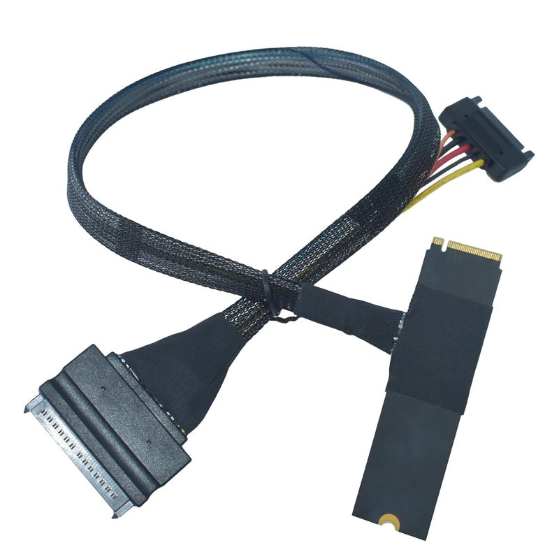 LetLinkSo PCIe 5.0 M.2 to U.2 Adapter, M.2 to SFF-8639 U.2 NVMe SSD Cable with 15Pin Power, Top Side Exit, 1.6ft (50cm) - Image 4